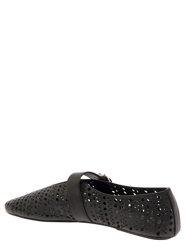 Jeffrey Campbell 'Shelly' Black Ballet Flats with Maxi Buckle in Lace Effect Leather Woman 3
