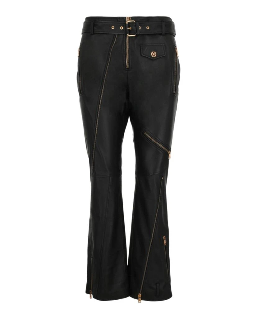 Versace Zipper Detailed Leather Pants 1