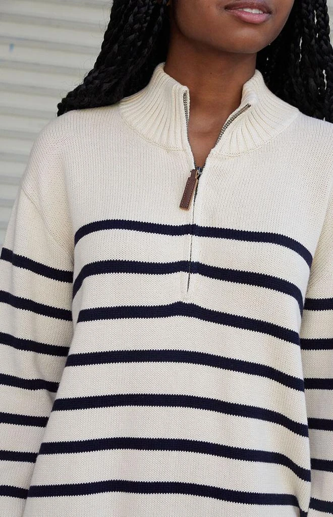 John Galt White & Navy Striped Quarter Zip Sweater 2