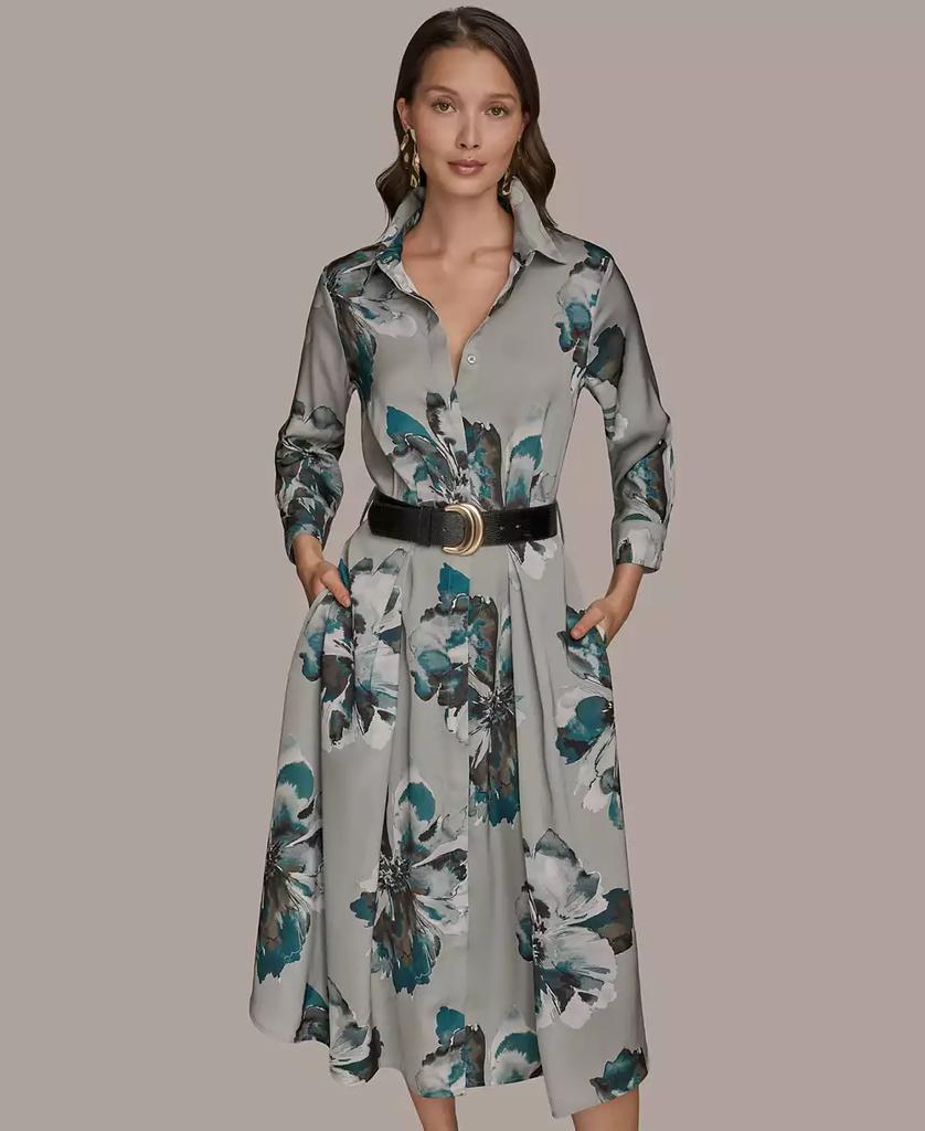 Donna Karan Women's Belted V-Neck Jacquard Ball Gown
