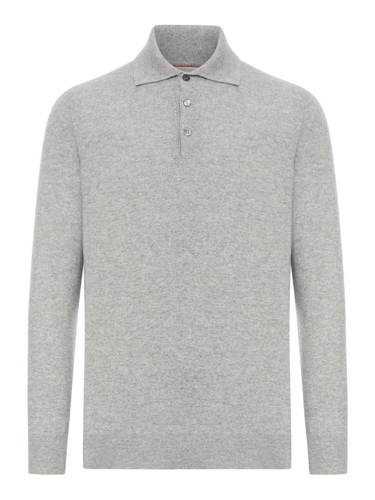 Brunello Cucinelli Brunello Cucinelli Long Sleeved Knitted Polo Top from Cettire