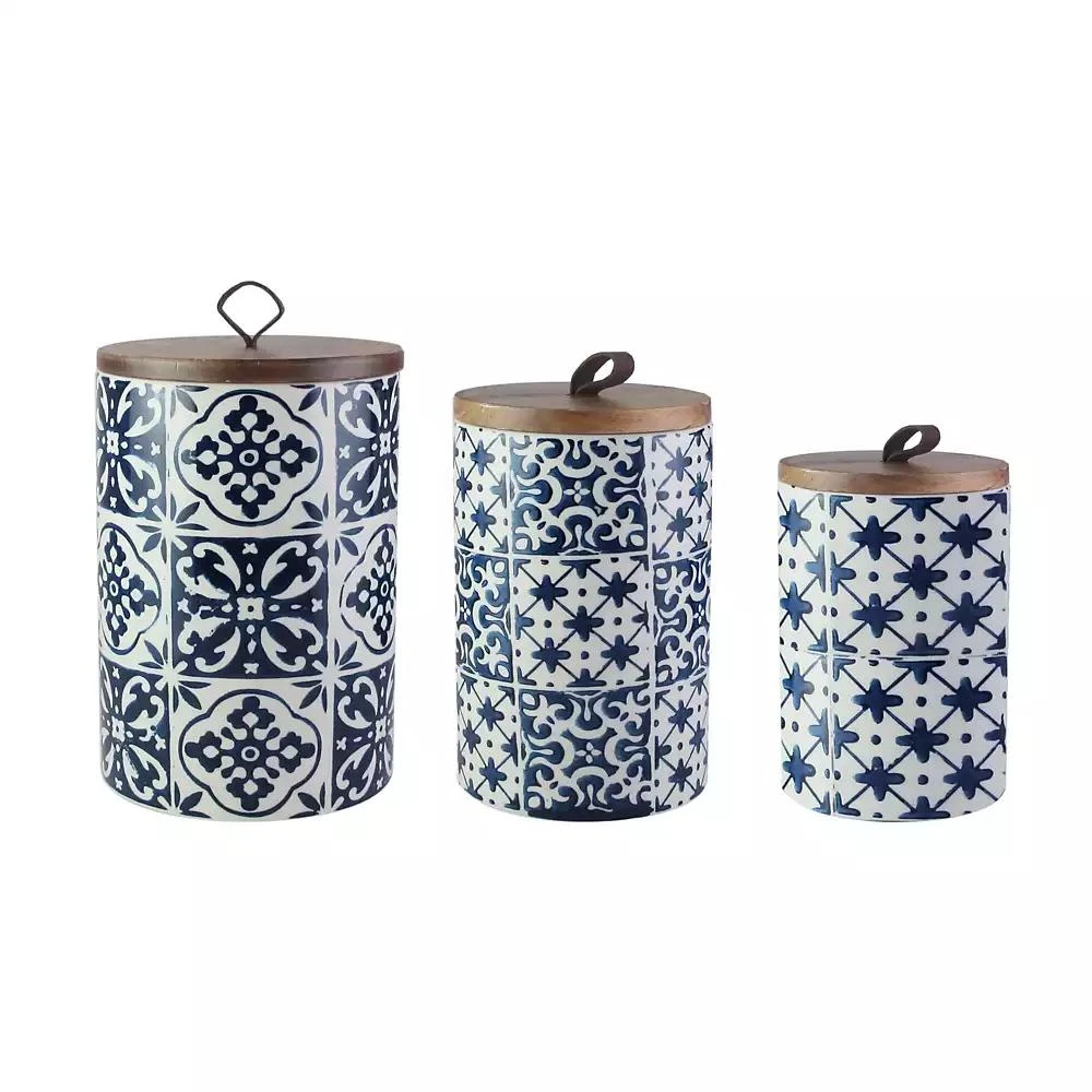 American Atelier Blue Medallion 3 PC Canister Set 1