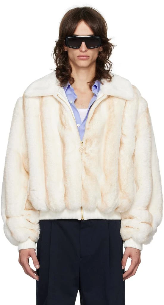 Casablanca Off-White Faux-Fur Bomber Jacket 1