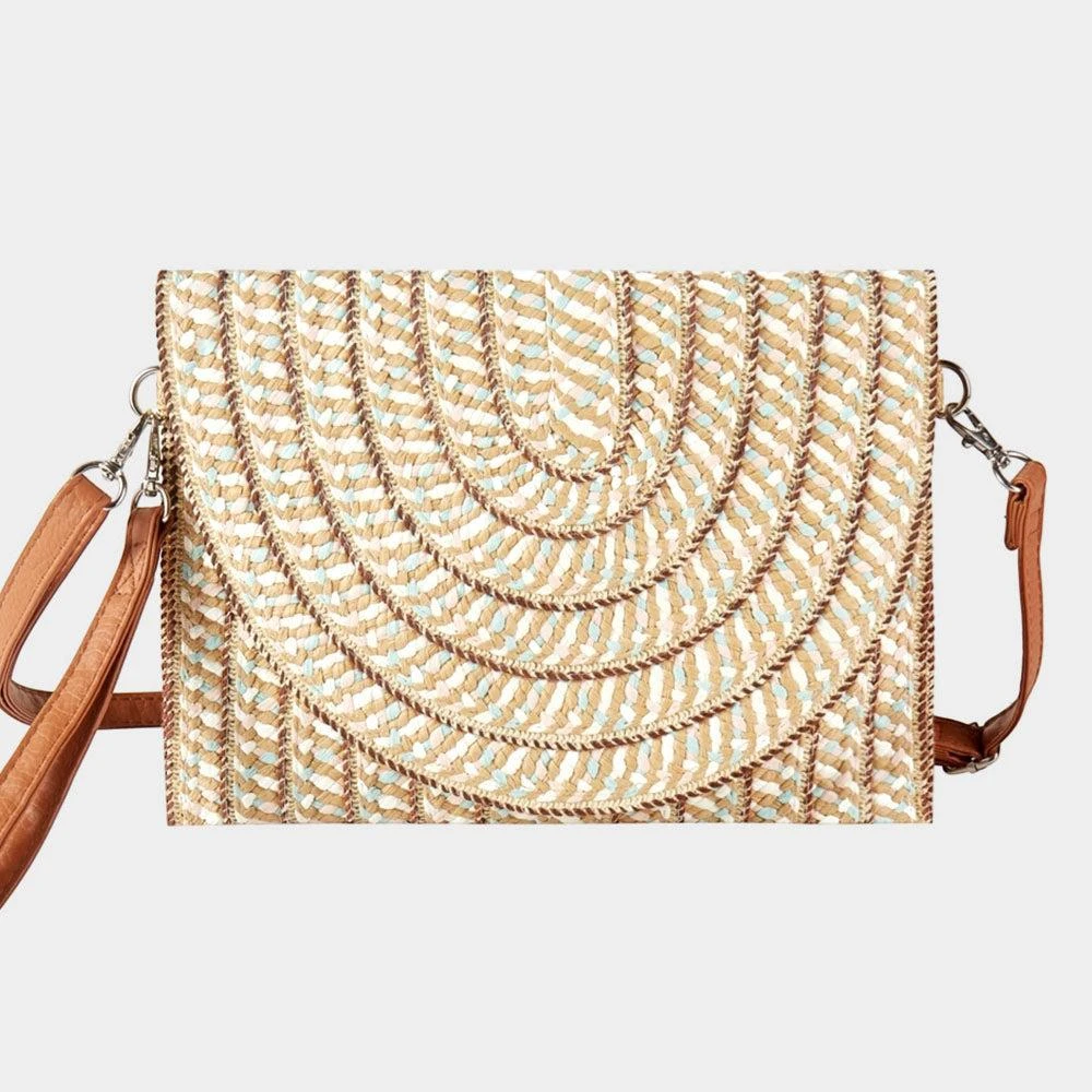 FASHNZFAB Multi Color Straw Clutch Bag / Crossbody Bag