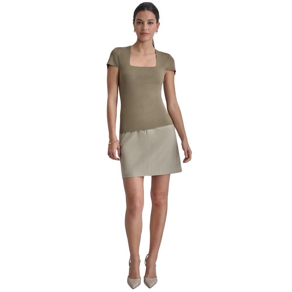 DKNY Women's Square-Neck Short-Sleeve Blouse 4