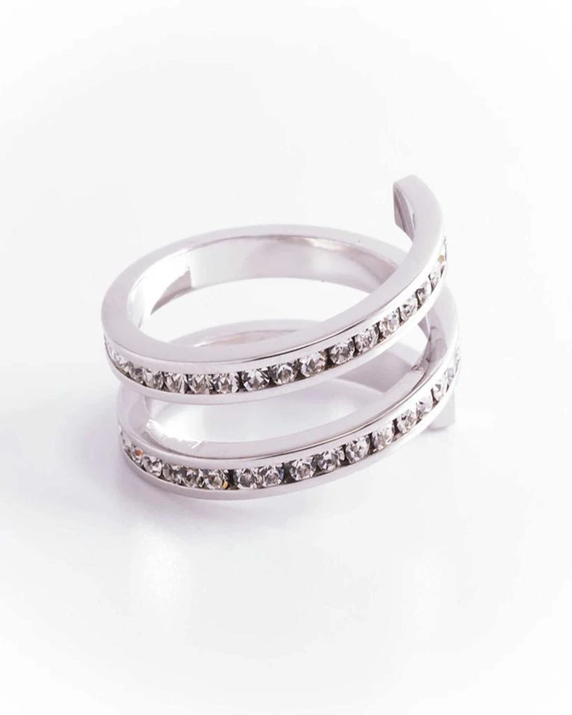 Traditions Jewelry Company Fine Silver Plated Clear Crystal Spiral Ring