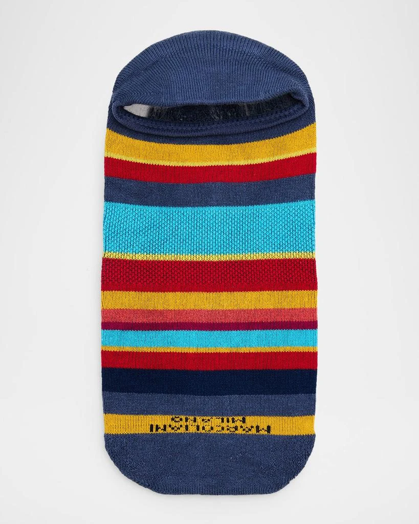 Marcoliani Men
s Invisible Multicolor Stripe Cotton No-Show Sneaker Socks