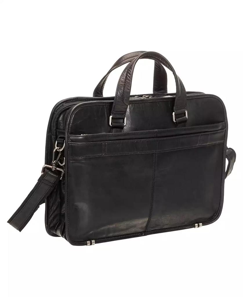 Mancini Leather Goods Men's Buffalo Triple Compartment Briefcase for 15.6" Laptop and Tablet