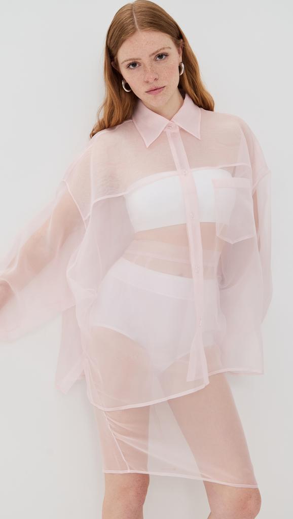 LaQuan Smith Oversized Silk Blouse