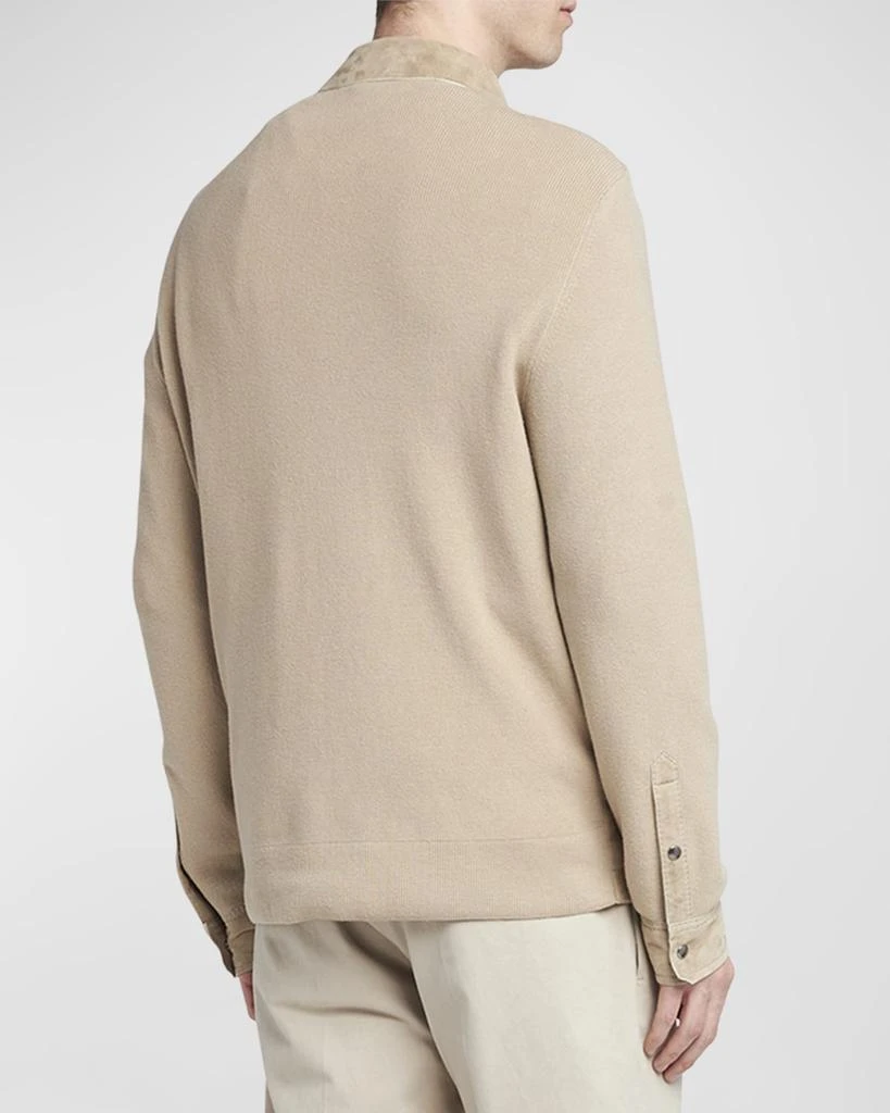 Moncler Men's Knit Overshirt with Lamb Suede 3