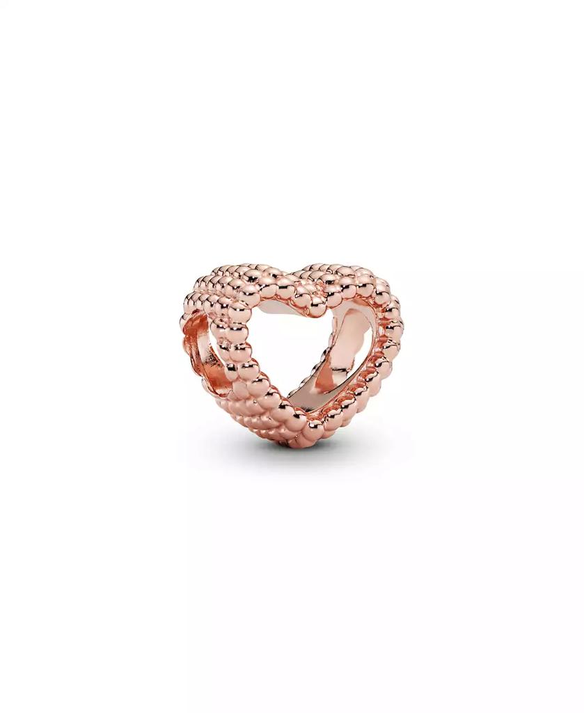 PANDORA 14K Rose Gold-Plated Beaded Open Heart Charm