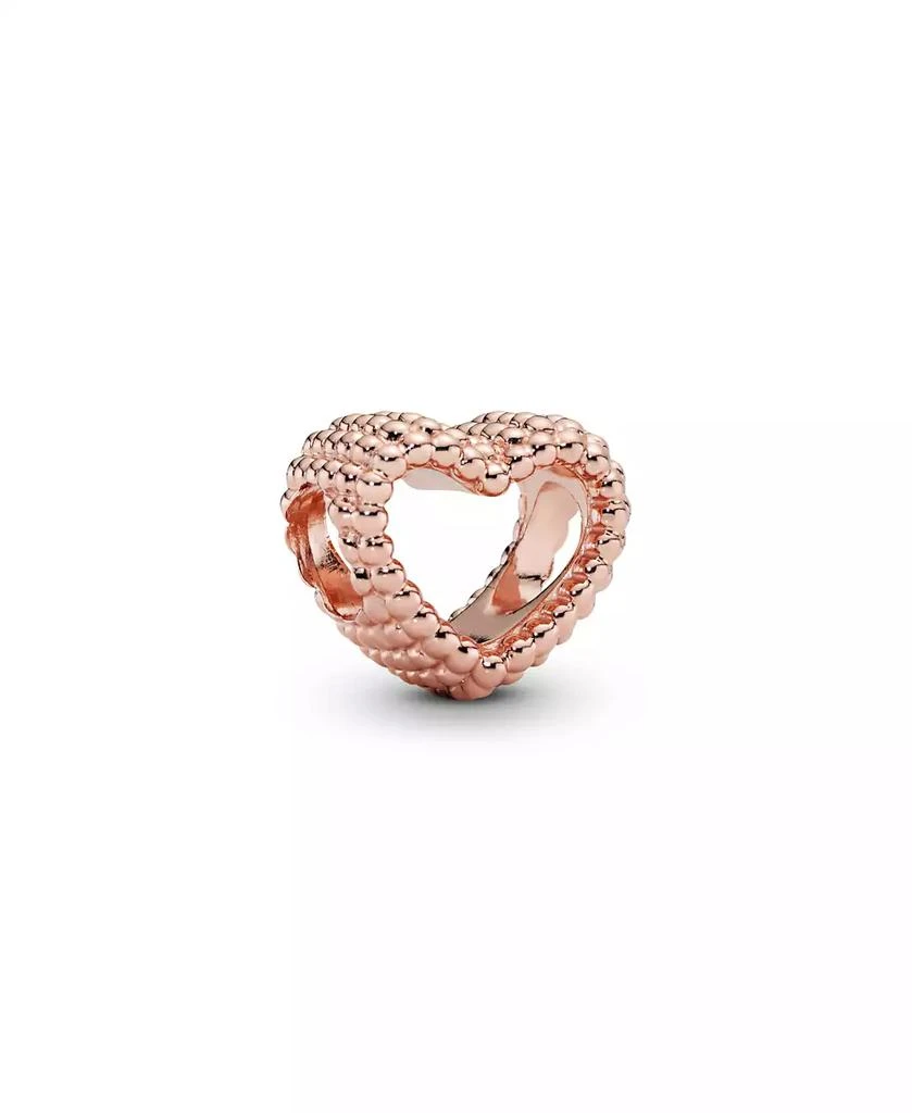 PANDORA 14K Rose Gold-Plated Beaded Open Heart Charm 1