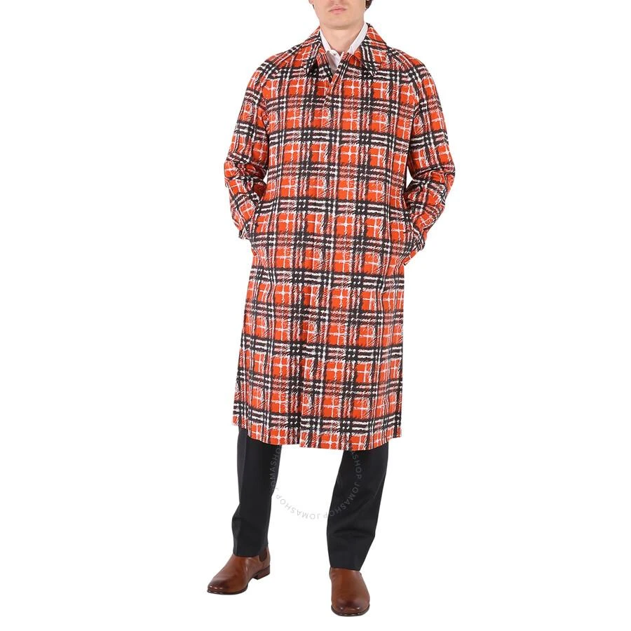 Burberry Scribble Check Cotton Car Coat In Bright Military Red 1