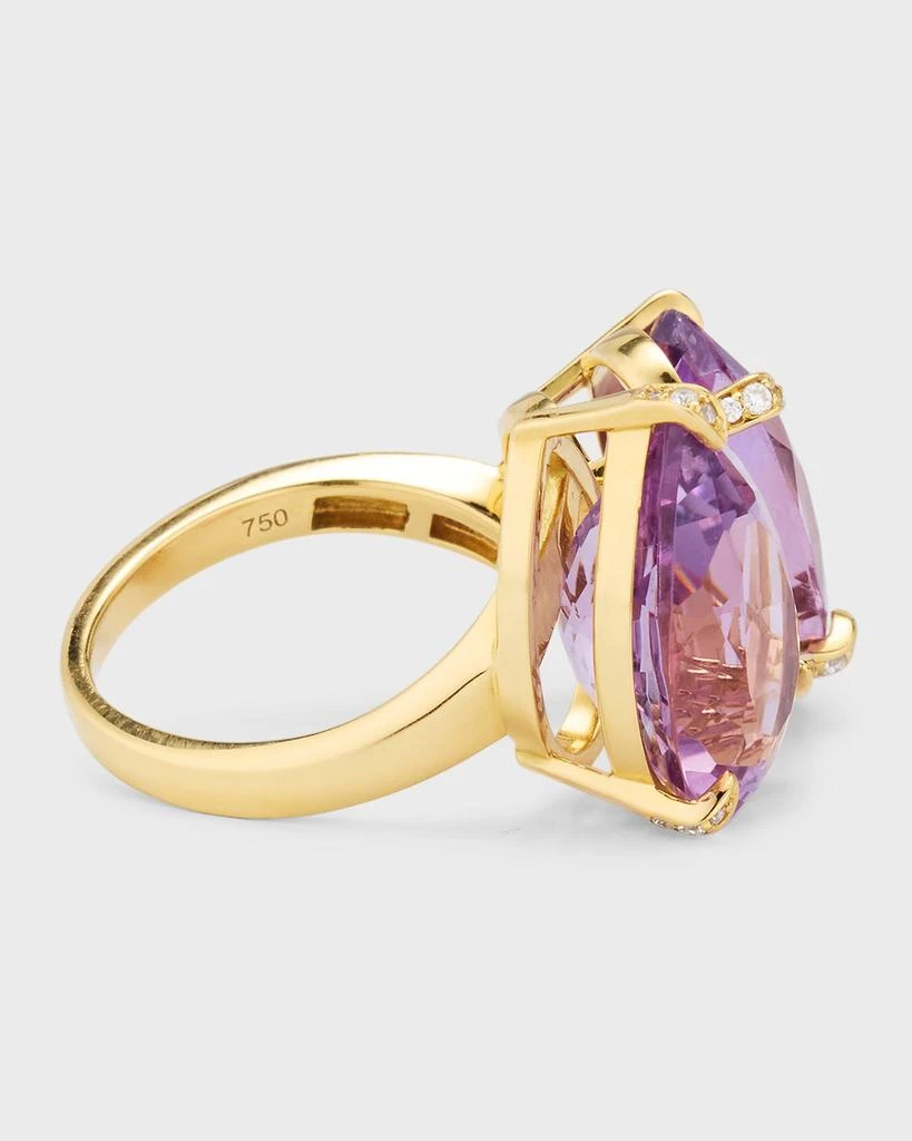 Piranesi 18K Yellow Gold Oval and Pear Shaped Amethyst Ring with Round Diamonds, Size 5.5 4