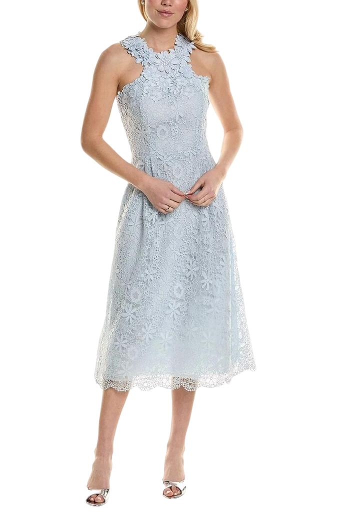 Teri Jon Halter Lace Cocktail Dress In Light Blue