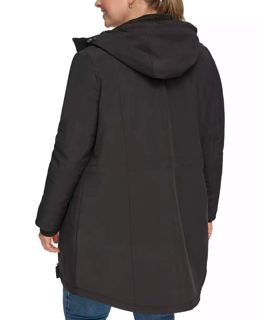 Calvin Klein Womens Plus Size Hooded Faux-Fur-Lined Anorak Raincoat, Created for Macys 2