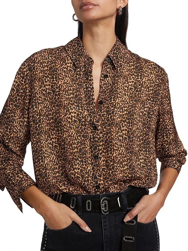FRAME The Standard Leopard-Print Silk Shirt 6