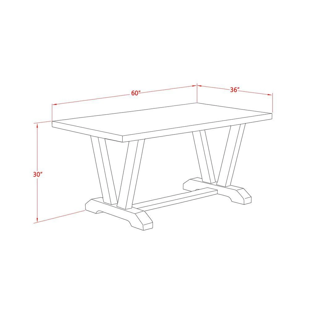 East West Furniture ast West Furniture V-Style Modern Kitchen Rectangle Dining Table Top with Stylish Legs, 36x60 Inch, VT696 2