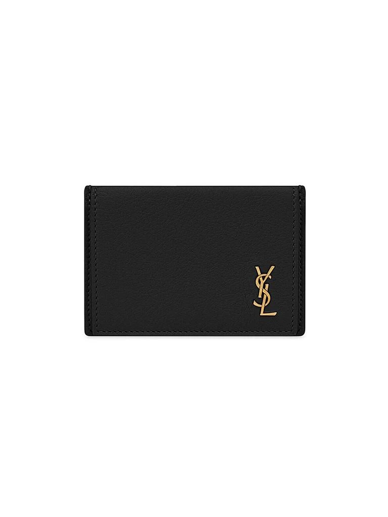 Yves Saint Laurent Tiny Cassandre Card Case in Grained Leather 1