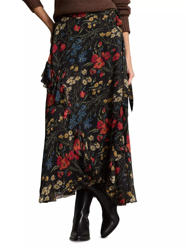 Ralph Lauren Floral Ruffle-Trim Georgette Wrap Skirt 3