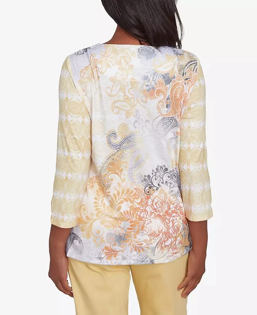 Alfred Dunner Petite Dress Code Square Neck Paisley Geometric Top 2