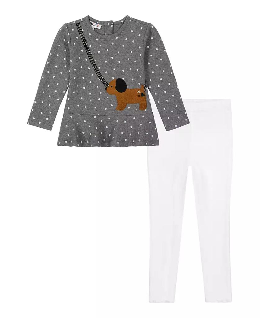 KIDS HEADQUARTERS Baby Girl Dog Crossbody Quilted Knit Tunic Ribbed Leggings