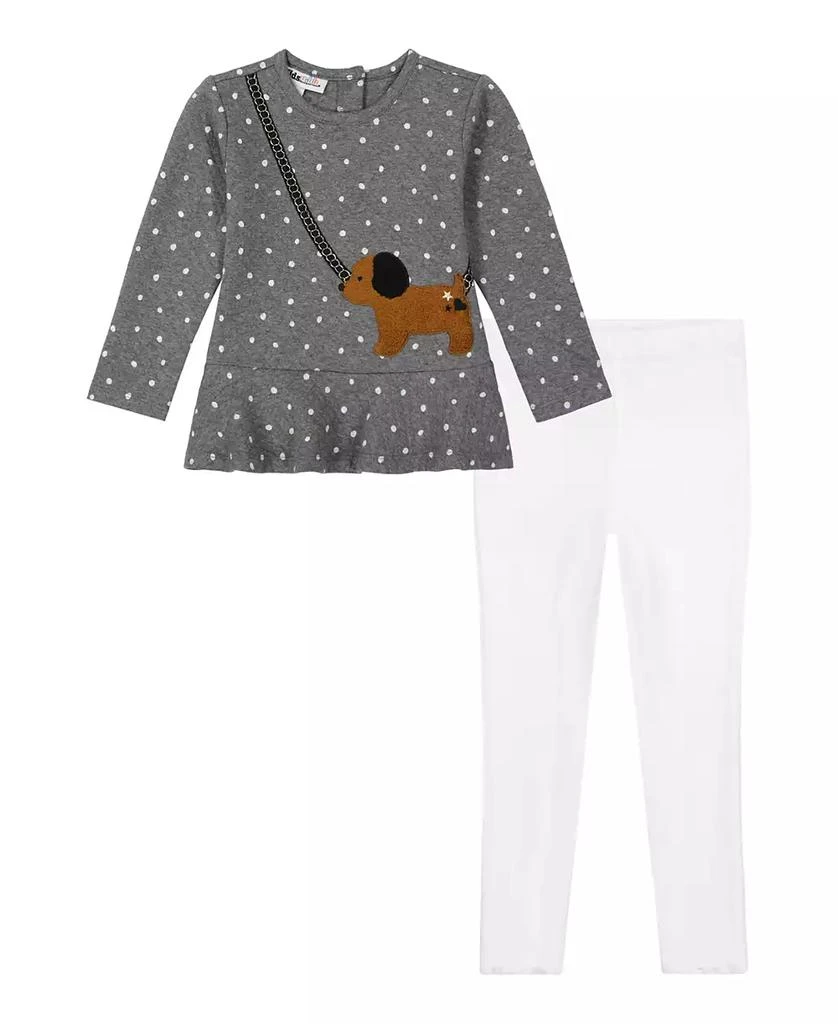 KIDS HEADQUARTERS Baby Girl Dog Crossbody Quilted Knit Tunic Ribbed Leggings 1