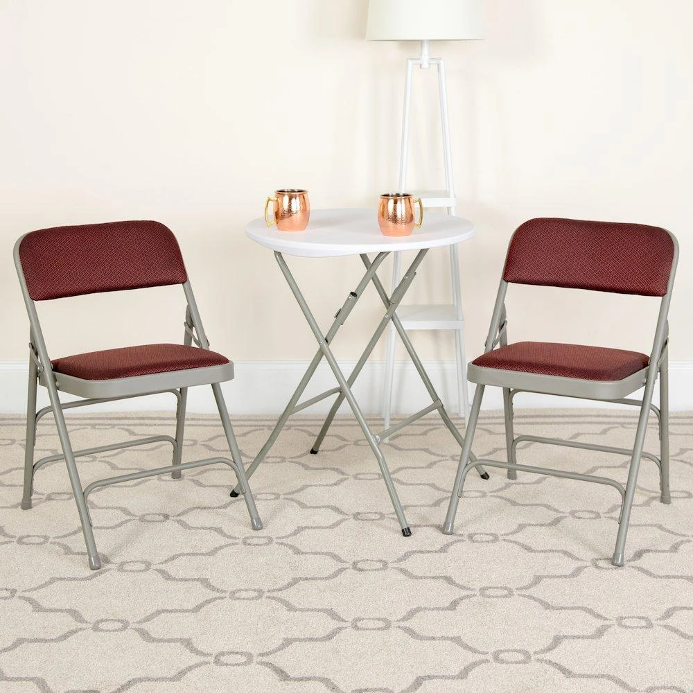 Flash Furniture 2 Pack Triple Braced 
Double Hinged Burdy Fabric Metal Folding Chair 2