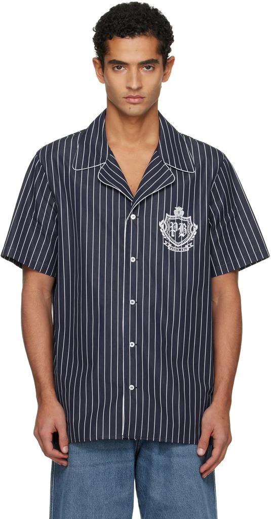 Balmain Navy Striped Poplin Pyjama Shirt 1