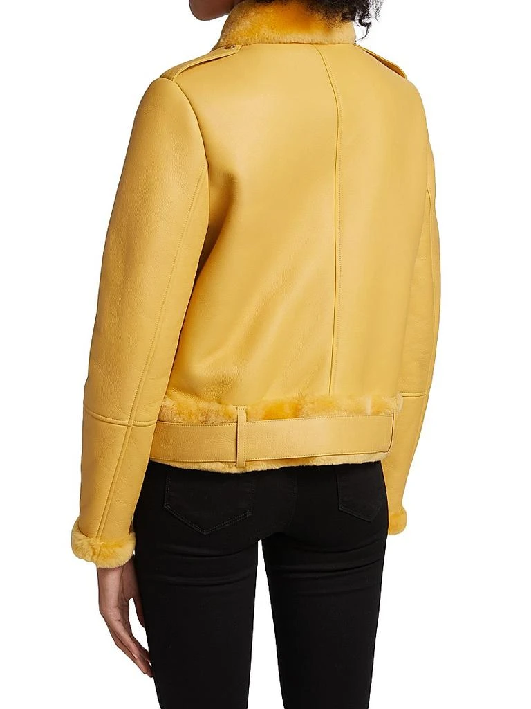 The Fur Salon Shearling-Trimmed Leather Moto Jacket 5