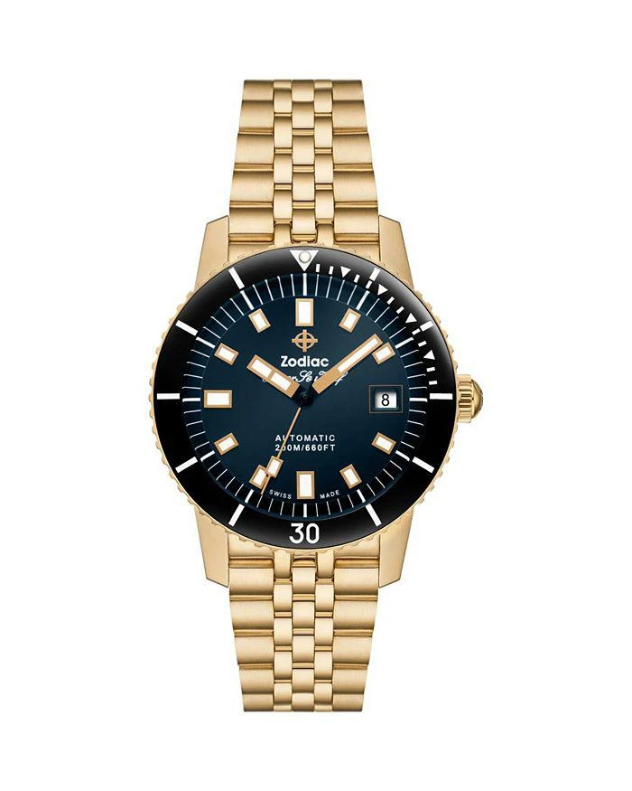 ZODIAC Compression Diver Automatic 18K Gold-Plated Watch, 40mm 1
