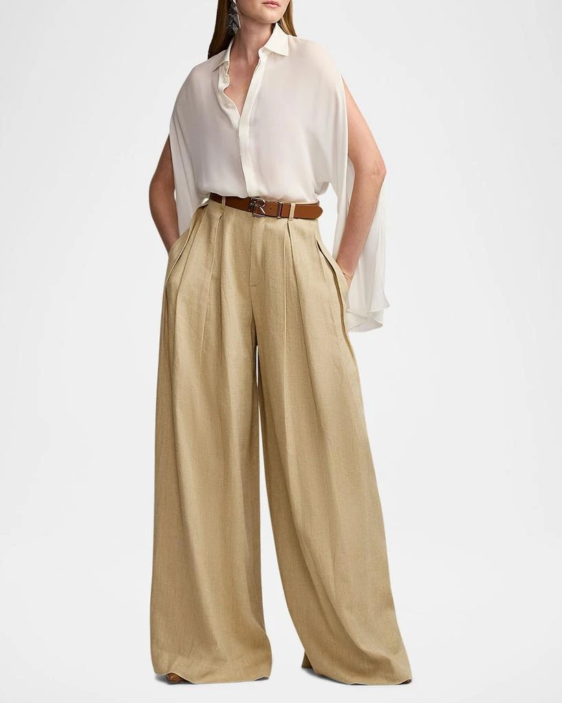 Ralph Lauren Greer Silk-Linen Twill Pleated Pants 2