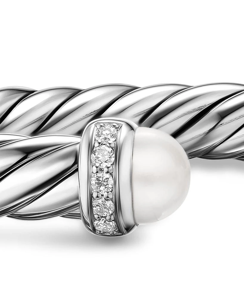 David Yurman Cable Flex® Bracelet in Sterling Silver with Pearls and Diamonds, 6mm 6
