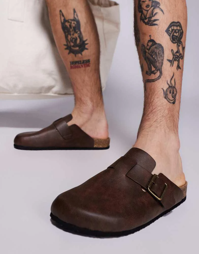 ASOS ASOS DESIGN mule clog sandals in brown with cork sole 1