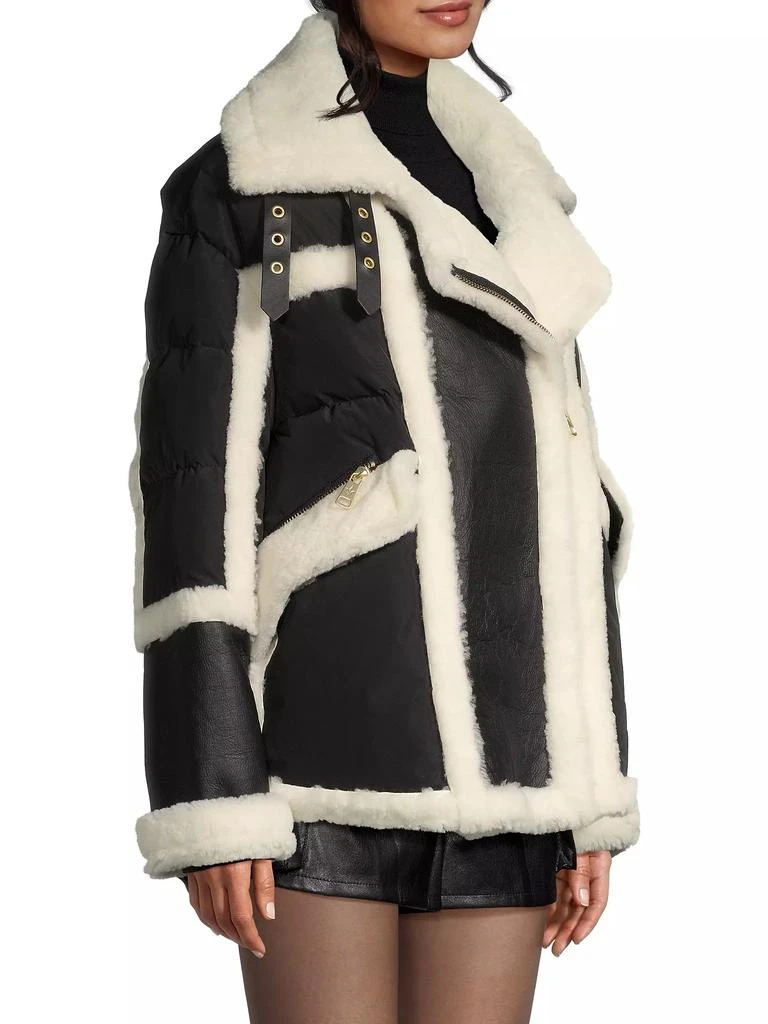 Nicole Benisti Mixed Media Shearling Down Moto Jacket 4