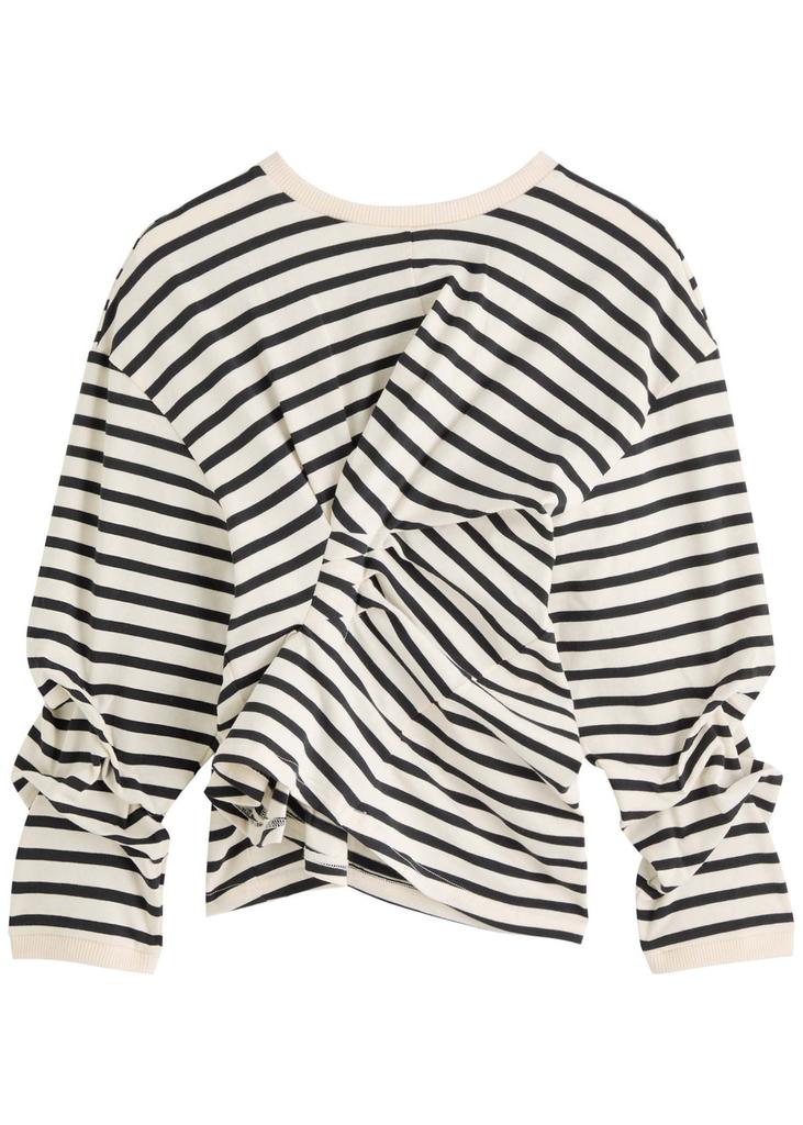 A.W.A.K.E MODE Striped knotted-detail cotton top