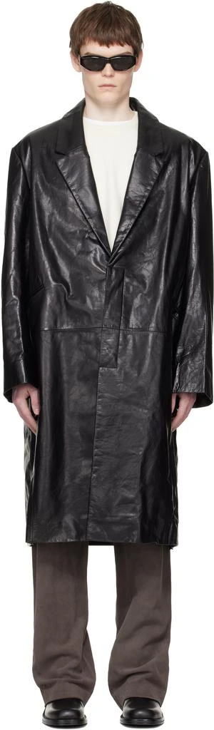 Entire Studios Black Single Breasted Leather Coat