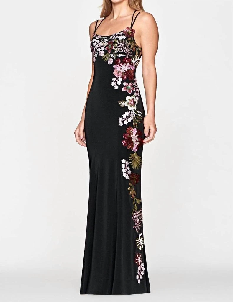 Faviana Faviana - Sequin Floral Detail Gown