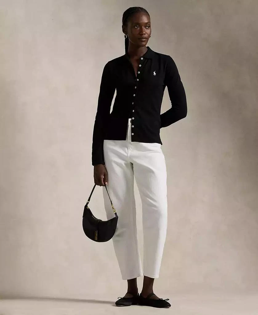 Ralph Lauren Women's Buttoned-Placket Long-Sleeve Polo Shirt 4