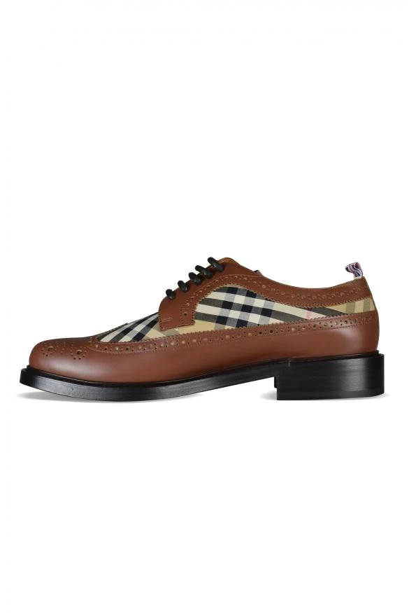 Burberry Men's luxury shoes tailor brogue brown leather derbies with vintage pattern 3