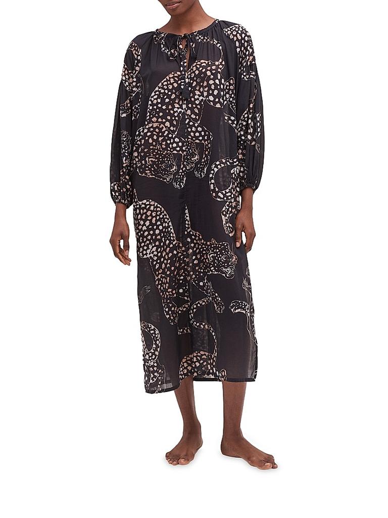 Desmond & Dempsey Cotton Blouson-Sleeve Kaftan