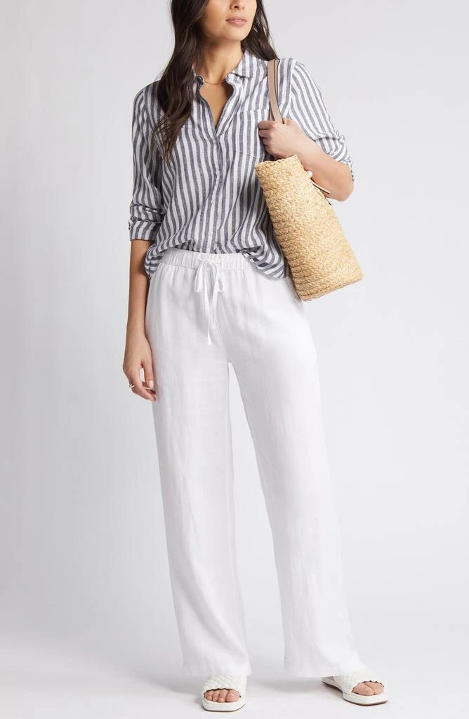 Caslon Drawstring Straight Leg Linen Pants 8