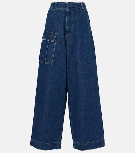Plan C Mid-rise denim wide-leg pants 1