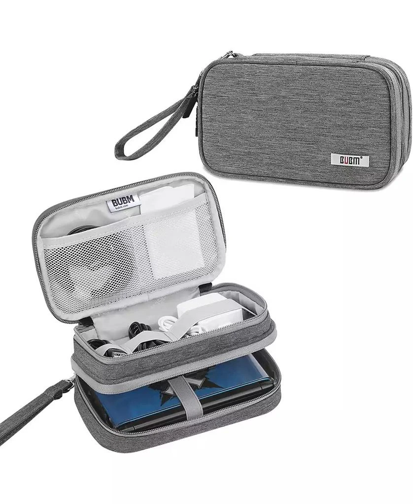 BUBM Gray Travel Case for Nintendo 3DS/3DS XL/New 2DS XL - Double Compartment Protective Carrying Bag with Accessory Storage