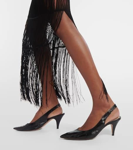 Khaite River crinkled leather slingback pumps 4