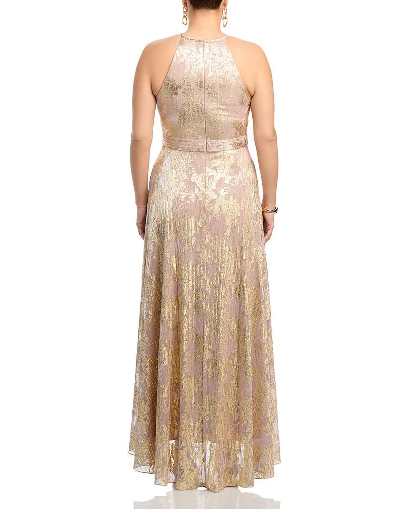 AQUA Foil Knit Metallic Halter Gown - Exclusive 6