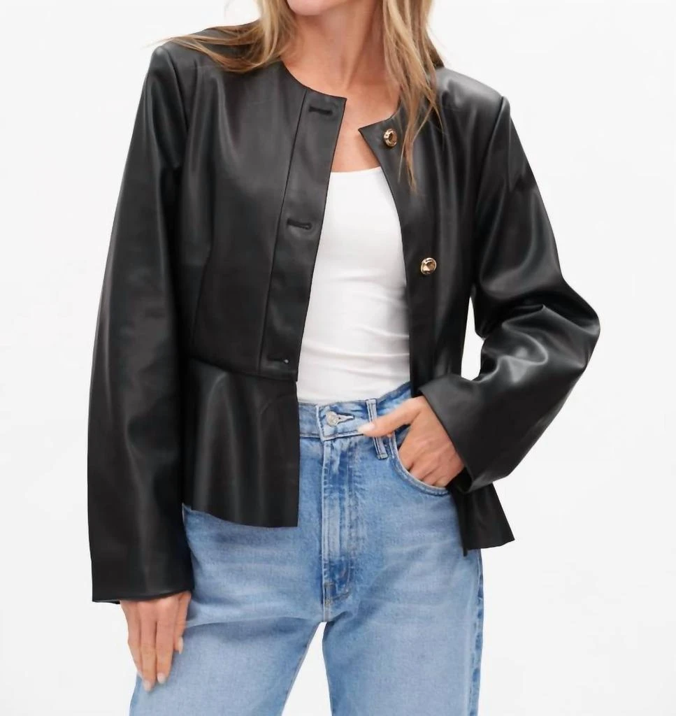 SIX/FIFTY Six/Fifty - Monica Faux Leather Peplum Jacket
