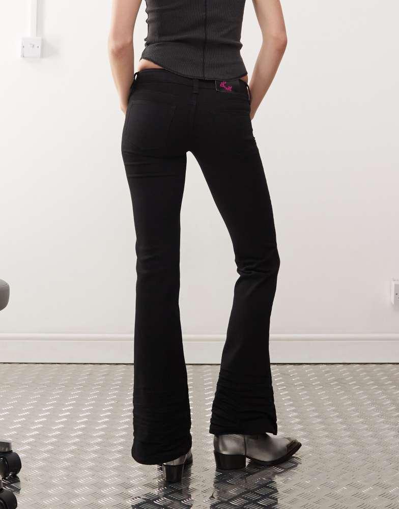 Cheap Monday Cheap Monday Booty Bei stretch low rise bootcut jeans in black aged rinse wash