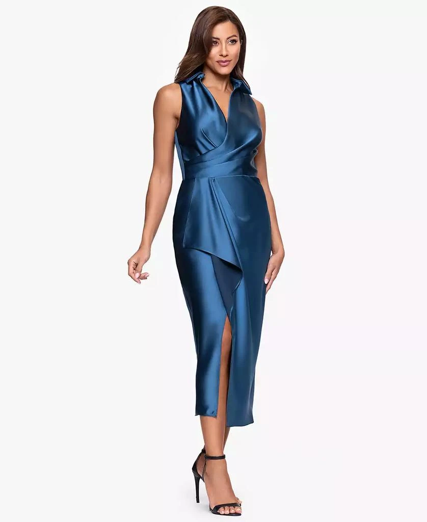 XSCAPE Women
s Collar Sleeveless Sheath Midi Dress 1