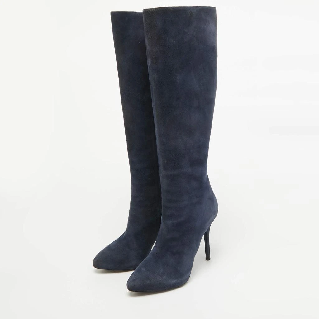Dior Dior Blue Suede Knee Length Boots Size 37 2